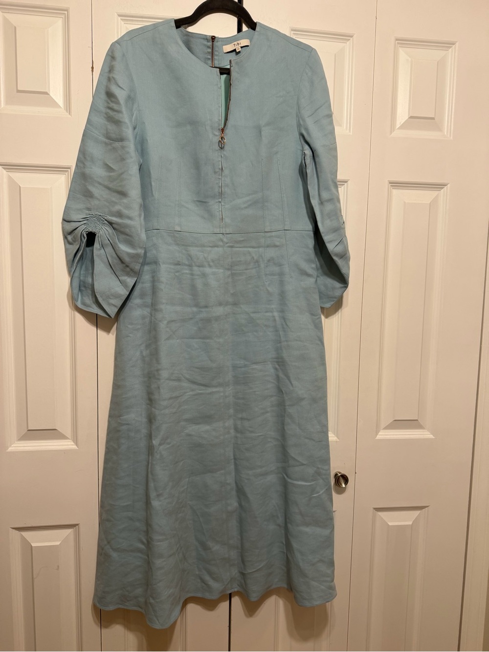 Tibi Marta Smocked Blue Linen Dress - Picture 7 of 15